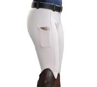 Pantalones de equitación Antibolitas, Mallas con Bolsillo y realce Cadera, Pantalones for Carreras Caballos para Exterior(White,L)