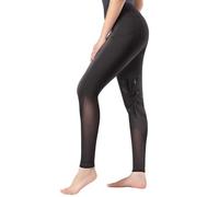 Pantalones de equitación para Mujer con Agarre de Silicona y Malla ventilada, Mallas de equitación activas, Negro -, Medium