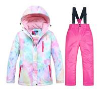 Pantalones de esquí para niños y niñas, abrigos de invierno resistentes al viento, algodón para niña (A, 7-8 años)