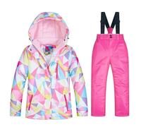 Pantalones de esquí para niños y niñas, abrigos de invierno resistentes al viento, algodón para niña (M, 9-10 años)