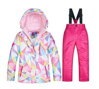 Pantalones de esquí para niños y niñas, abrigos de invierno resistentes al viento, algodón para niña (N, 9-10 años)