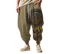 Pantalones de estilo japonés para hombre, pantalones de harén con estampado divertido, casual, hippie, harén, pantalones de hip hop, entrepierna caída, pantalones con puños, ropa de calle, pierna