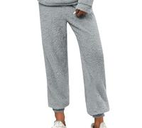 Pantalones de felpa de pierna ancha para mujer, talla grande, pantalones de pijama cálidos para mujer, pantalones casuales para correr, pantalones térmicos holgados, leggings gruesos, pantalones de