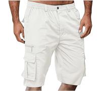 Pantalones de Fitness para Hombres Bolsillos Seguros con Botones/Cremallera Anti-Arrugas y fácil de cuidar no se deforma con Lavados Sencillos de Mantener en Buen Estado（Blanco；L）