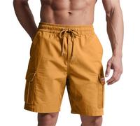 Pantalones de Fitness para Hombres Bolsillos Seguros con Botones/Cremallera Anti-Arrugas y fácil de cuidar no se deforma con Lavados Sencillos de Mantener en Buen Estado（Amarillo；3XL）