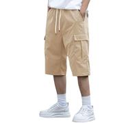 Pantalones de Fitness para Hombres Bolsillos Seguros con Botones/Cremallera Anti-Arrugas y fácil de cuidar no se deforma con Lavados Sencillos de Mantener en Buen Estado（Caqui；XXL）_1