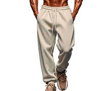 Pantalones de gimnasio para hombre, de forro polar, holgados, cálidos, con bolsillos, cintura elástica, pantalones de pierna recta, ropa de calle al aire libre, pantalones de trabajo, pantalones