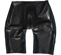 Pantalones De Goma Hechos A Mano Para Hombre, Pantalones Cortos De Látex Para Hombre Con Cremalleras De Entrepierna De 2 Vías, Pantalones De Pierna Larga,Negro,XL