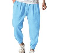 Pantalones de Harén para Hombre Lino de Algodon Bloomers Pantalones para Aladdin Yoga Cómodo Pantalón Recto Pantalón Ancho Pantalón Cagados Ancho Harem Pants Tallas Grandes M-5XL