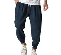 Pantalones de Harén para Hombre Lino de Algodon Bloomers Pantalones para Aladdin Yoga Cómodo Pantalón Recto Pantalón Ancho Pantalón Cagados Ancho Harem Pants Tallas Grandes M-5XL