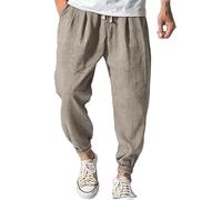 Pantalones de Harén para Hombre Lino de Algodon Bloomers Pantalones para Aladdin Yoga Cómodo Pantalón Recto Pantalón Ancho Pantalón Cagados Ancho Harem Pants Tallas Grandes M-5XL