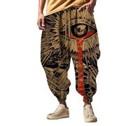 Pantalones de harén para hombre, pantalones hippy para hombre, holgados, bohemios, hippie, cosplay, pantalones de entrepierna caída, pantalones casuales hippie, pantalones de harén holgados para