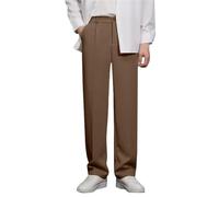 Pantalones de hombre elásticos, cintura alta, pliegues sueltos, cómodos, para uso diario, ajustados, pantalones formales, pantalones de skater para hombre, marrón, 4XL