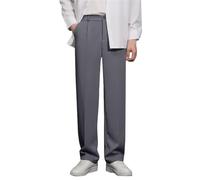 Pantalones de hombre elásticos, cintura alta, pliegues sueltos, cómodos, para uso diario, ajustados, pantalones formales, pantalones de skater para hombre, gris oscuro, 4XL
