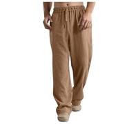 Pantalones de hombre Primavera Verano Casual Todo en Color Sólido de Algodón Suelto Pantalones Tallas Grandes Pantalones con Bolsillos de Playa de Moda, oro rosa, XL