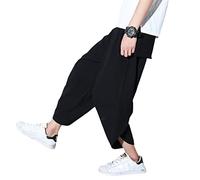 Pantalones de hombre samurái japonés de talla grande Pantalones de linterna de estilo suelto Pantalones de verano Harén Jogger Kimono Pantalones de trajes americanos Color3 M