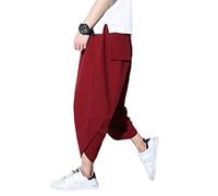 Pantalones de hombre samurái japonés de talla grande Pantalones de linterna de estilo suelto Pantalones de verano Harén Jogger Kimono Pantalones Trajes americanos Color4 XL