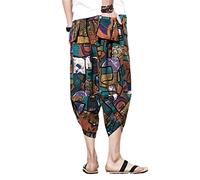 Pantalones de hombre samurái japonés de talla grande Pantalones de linterna de estilo suelto Pantalones de verano Harén Jogger Kimono Pantalones de trajes americanos Color13 M