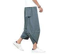 Pantalones de hombre samurái japonés de talla grande Pantalones de linterna de estilo suelto Pantalones de verano Harén Jogger Kimono Pantalones de trajes americanos Color1 M