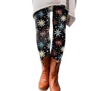 Pantalones de invierno de felpa casuales con estampado de cerillas, leggings de bota slim pantalones térmicos montaña, Negro-E, L