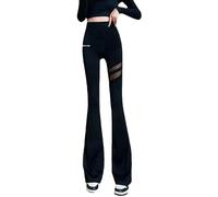 Pantalones de jazzcut para mujer, pantalones de tiburón con bolsillo de malla, pantalones finos, ropa exterior delgada, abdominoplastia, caderas, adelgazar, yoga, pantalones de bateo, pantalones M