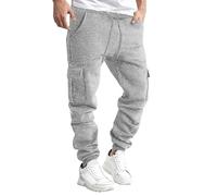 Pantalones de Jogging Hombre Cargo Chándal Pantalones Cargo Jogger Pantalones deportivos de ocio funcionales Pants Sportswear con Bolsillos Color sólido, gris, XXL