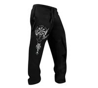 Pantalones de Jogging para Hombre con Motivos Viking Pantalones Deportivos con Vegvisir Cuervos y Runas Au Look Grunge de Ocio Casual y Oscuro para Hombre Halloween, blanco, 3XL