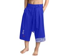 Pantalones de Kimono Japonés Tradicional para Niño, Ropa Asiática, Pantalones Cortos Confort, DesContractado, Suelto, Estilo Japonés, Pantalones Cortos de Lino de Color Sólido Baggy Verano Pantalones