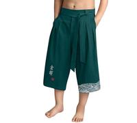 Pantalones de Kimono Japonés Tradicional para Niño, Ropa Asiática, Pantalones Cortos Confort, DesContractado, Suelto, Estilo Japonés, Pantalones Cortos de Lino de Color Sólido Baggy Verano Pantalones