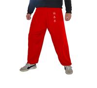 Pantalones de Kung Fu Tai Chi y Wing Chun Pantalones para Hombre y Mujer Amplio y Agradable en Viscosa (S, Color WC Rojo)