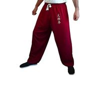 Pantalones de Kung Fu Tai Chi y Wing Chun Pantalones para Hombre y Mujer Amplio y Agradable en Viscosa (XXL, Color TJ Burdeos)