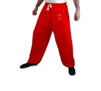Pantalones de Kung Fu Tai Chi y Wing Chun Pantalones para Hombre y Mujer Amplio y Agradable en Viscosa (L, Color KF Rojo)