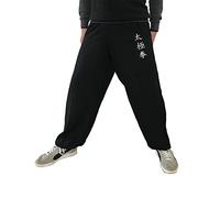 Pantalones de Kung Fu Tai Chi y Wing Chun Pantalones para Hombre y Mujer Amplio y Agradable en Viscosa (XXL, Color TJ Negro)
