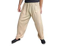 Pantalones de Kung Fu Tai Chi y Wing Chun Pantalones para Hombre y Mujer Amplio y Agradable en Viscosa (L, Color WC Beige)