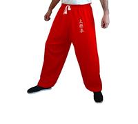 Pantalones de Kung Fu Tai Chi y Wing Chun Pantalones para Hombre y Mujer Amplio y Agradable en Viscosa (XXL, Color TJ Rojo)
