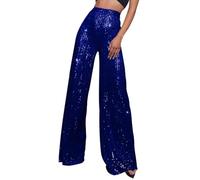 Pantalones de lentejuelas con purpurina, pantalones anchos para mujer, pantalones de ocio, pailettenhose Sparkle Glitter Metallic Pants High Waist Palazzo fiesta atuendo para carnaval, cosplay fiesta