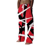 Pantalones de lino con estampado colorido para hombre, pantalones de lino con bloques de color, pantalones ligeros de moda, pantalones casuales de gran tamaño, pantalones únicos y distintivos