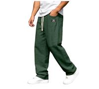 Pantalones De Lino De Verano para Hombre Pantalones Talla Grande Casuales Lino Verano para Hombre Largos Casuales Los Hombres Largos Ligeros con Bolsillos Tallas Grandes Ligeros Y Transpirables