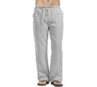 Pantalones de lino para hombre de talla grande: pantalones deportivos ligeros para hombre, pantalones de descanso para hombre, holgados, pantalones de pierna recta, pantalones de playa de verano con