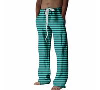 Pantalones de lino para hombre, holgados, pantalones de verano con cintura elástica, pantalones casuales de pierna recta, pantalones de playa estampados, pantalones de descanso ligeros, pantalones de