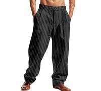 Pantalones de lino para hombre, largos, holgados, pantalones chinos de gran tamaño, a rayas, pantalones de ocio, pantalones de verano, transpirables, pantalones de verano, pantalones de lino