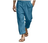 Pantalones de lino para hombre, largos, pierna ancha, pantalones chinos, holgados, material de lino, pantalones de ocio, cintura elástica, pantalones de deporte, transpirables, cómodos, pantalones de