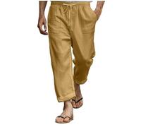 Pantalones de lino para hombre, largos, pierna ancha, pantalones chinos, holgados, material de lino, pantalones de ocio, cintura elástica, pantalones de deporte, transpirables, cómodos, pantalones de