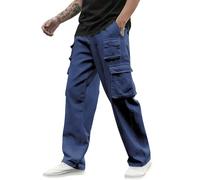 Pantalones De Lino Para Hombre, Pantalones Cargo Largos Informales Para Hombre Con Múltiples Bolsillos Corte Regular Pantalon Holgados Paras Actividades Al Aire Libre Camping Y Senderismo Pantalon