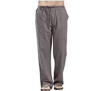 Pantalones de lino para hombre, pantalones de jogging para hombre, ligeros, pantalones de verano, pantalones holgados, informales, para la playa, para el salón, pantalones de lino para hombre, pierna