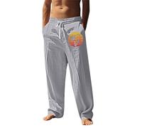Pantalones de lino para hombre, pantalones de jogging para hombre, ligeros, pantalones de verano, pantalones holgados, pantalones casuales, pantalones de playa, pantalones de salón, pantalones de