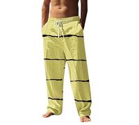 Pantalones de lino para hombre, pantalones de jogging para hombre, ligeros, pantalones de verano, pantalones holgados, pantalones casuales, pantalones de playa, pantalones de salón, pantalones de