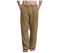 Pantalones De Lino para Hombre Pantalones De Lino para Hombre Cómodos Ocio Africanos Hombres Verano Largos Y Ligeros Verano Ocio Informales Corte Holgado Medievales Beige