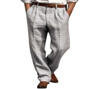 Pantalones de lino para hombre, pierna recta, pantalones de vestir elásticos formales con parte delantera plana, pantalones chinos de golf, informales, negocios, oficina, trabajo, viajes, verano,