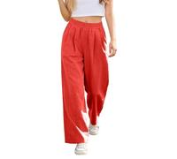 Pantalones de lino para mujer, de verano, palazzo, con pliegues en la cintura, pantalones holgados, pantalones de ocio, cintura alta, pantalones de entrenamiento, holgados, pantalones de chándal